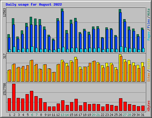 Daily usage for August 2022